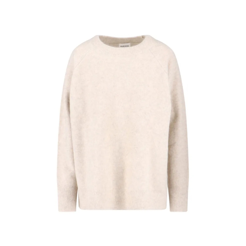 P.A.R.O.S.H. Pull Relaxed-Fit White Knit Sweater With Ribbed Details Neutrals