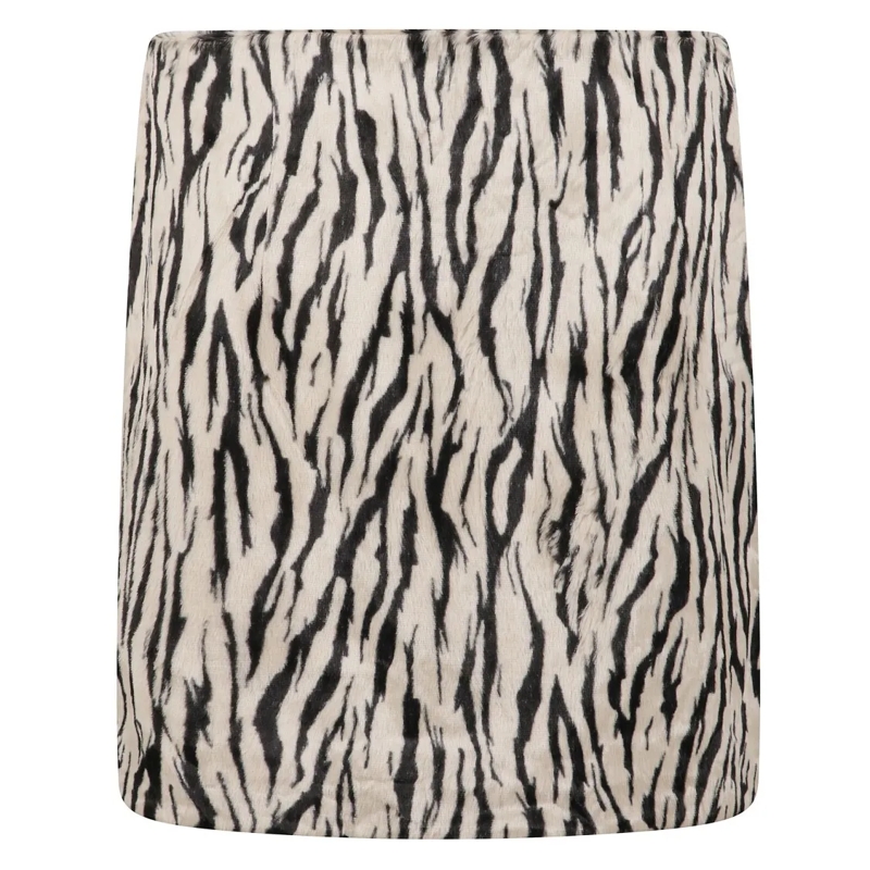 Rotate Minirock Zebra-Print Faux Fur Skirt Grey