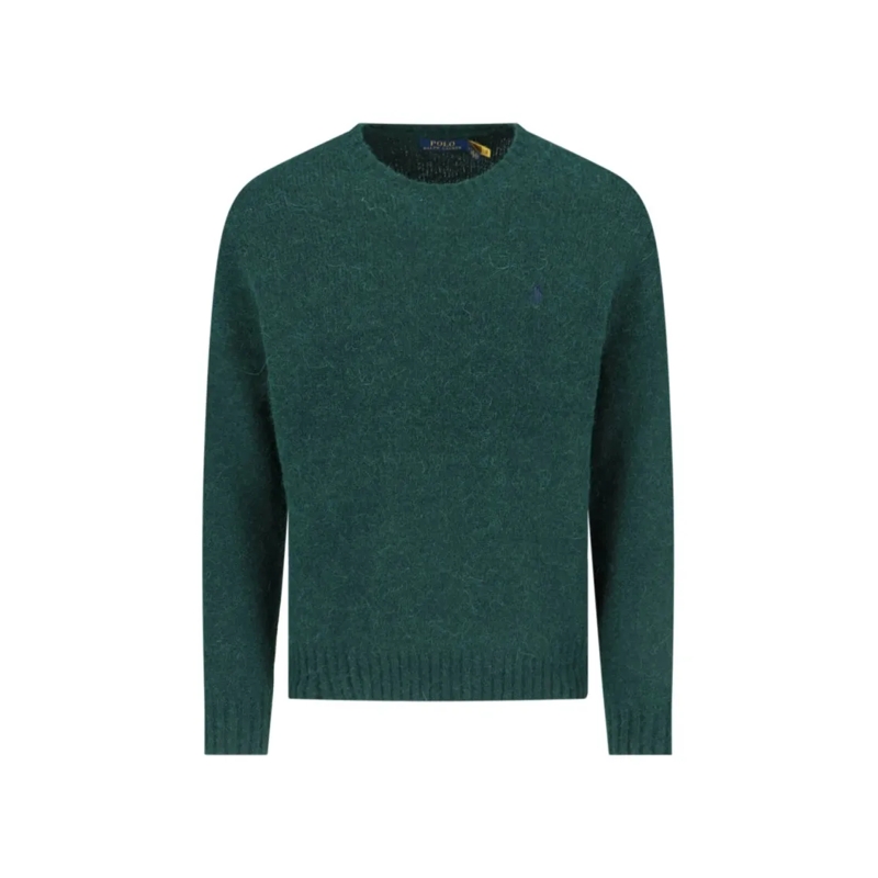 Polo Ralph Lauren Pullover Crew Neck Sweater With Ribbed Trims And Embroidere Green