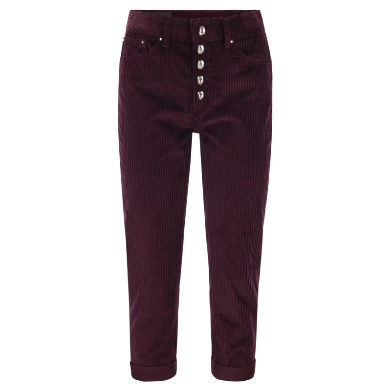 Dondup Jeans Koons Loose-Fitting Velvet Trousers Burgundy