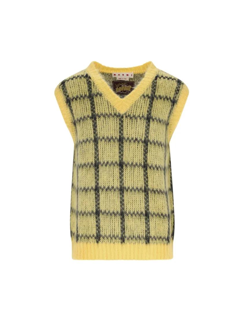 Thumbnail - Marni - "Plaid" Gilet – Yellow - Größe 50 - gelb