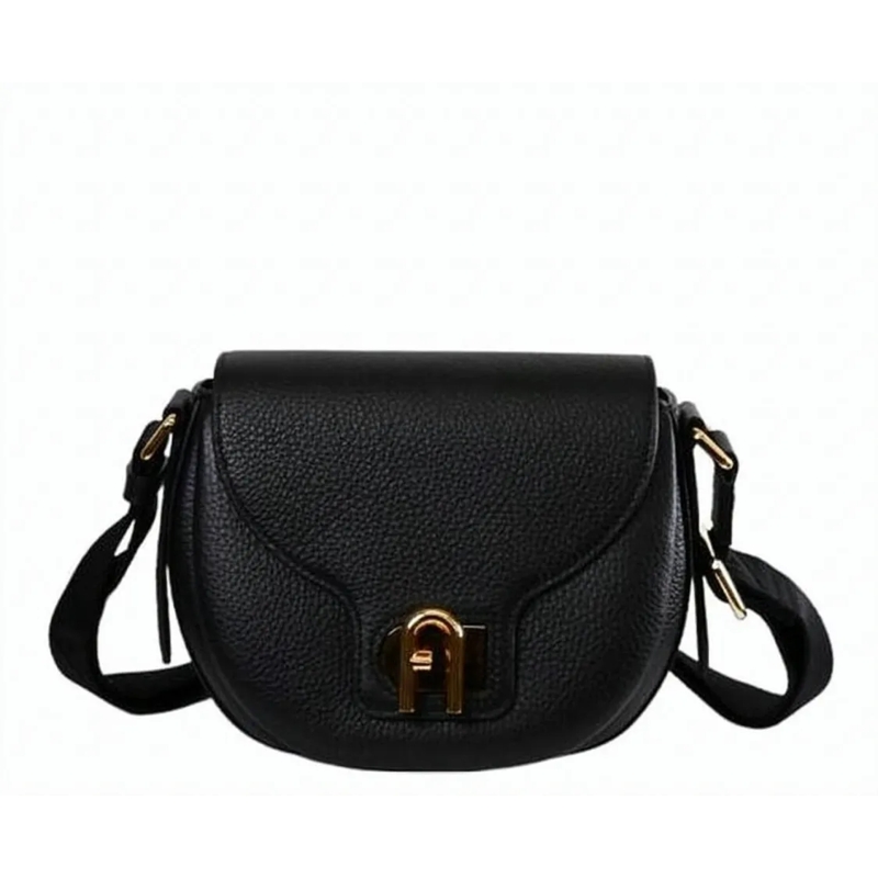 Furla Sac à bandoulière Textured Black Shoulder Bag With Gold-Tone Swivel  Black