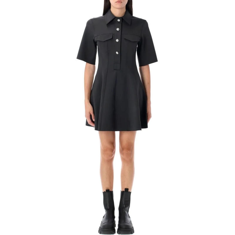GANNI Minikleid Flared Mini Dress Black