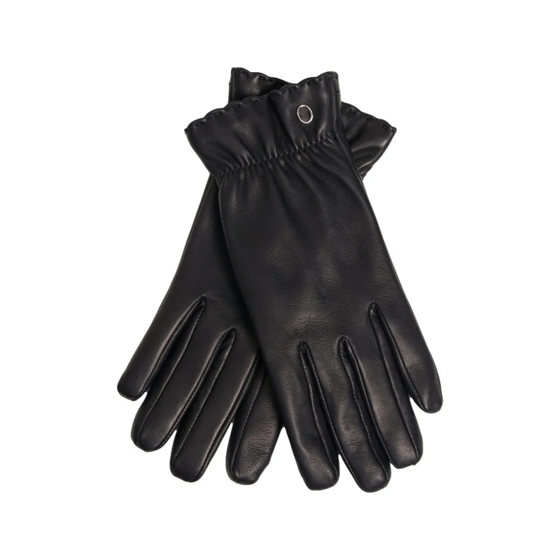 Orciani Handschoenen Black Leather Gloves With Gathered Cuff And Metal  Black