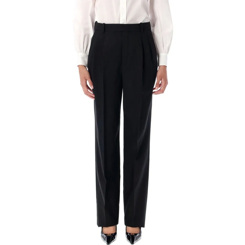 Saint Laurent  High Waisted Wool Pants Black