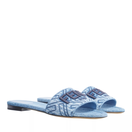 Fendi Signature Denim Slides Blue Slip-in skor