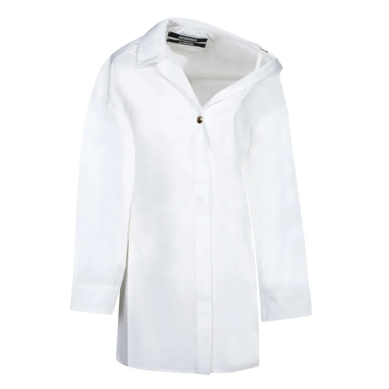Jacquemus Minikleid Three-Quarter Sleeve White Shirt Dress White