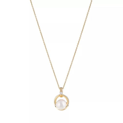 BELORO Pearl And Diamond Necklace Gold Mellanlångt halsband