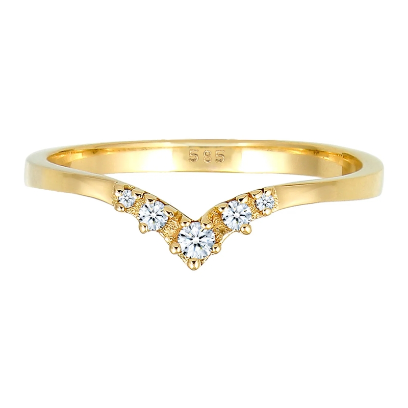 Elli Ring Ring Verlobungsring V-Form Diamant 0.07 ct 585 Gel gold(Image 2)