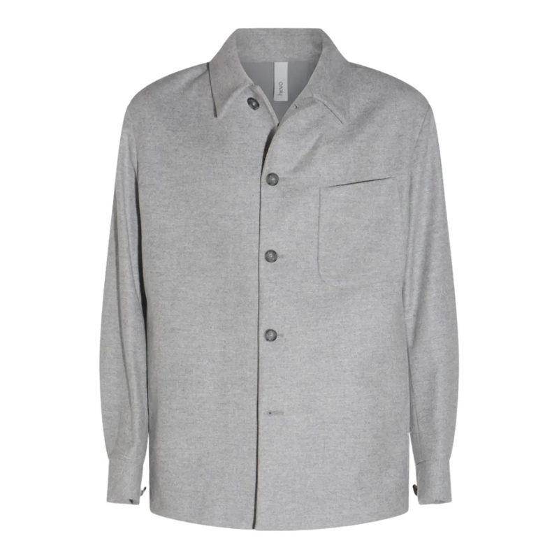 Hevo  Heathered Grey Jacket With Classic Collar Grey