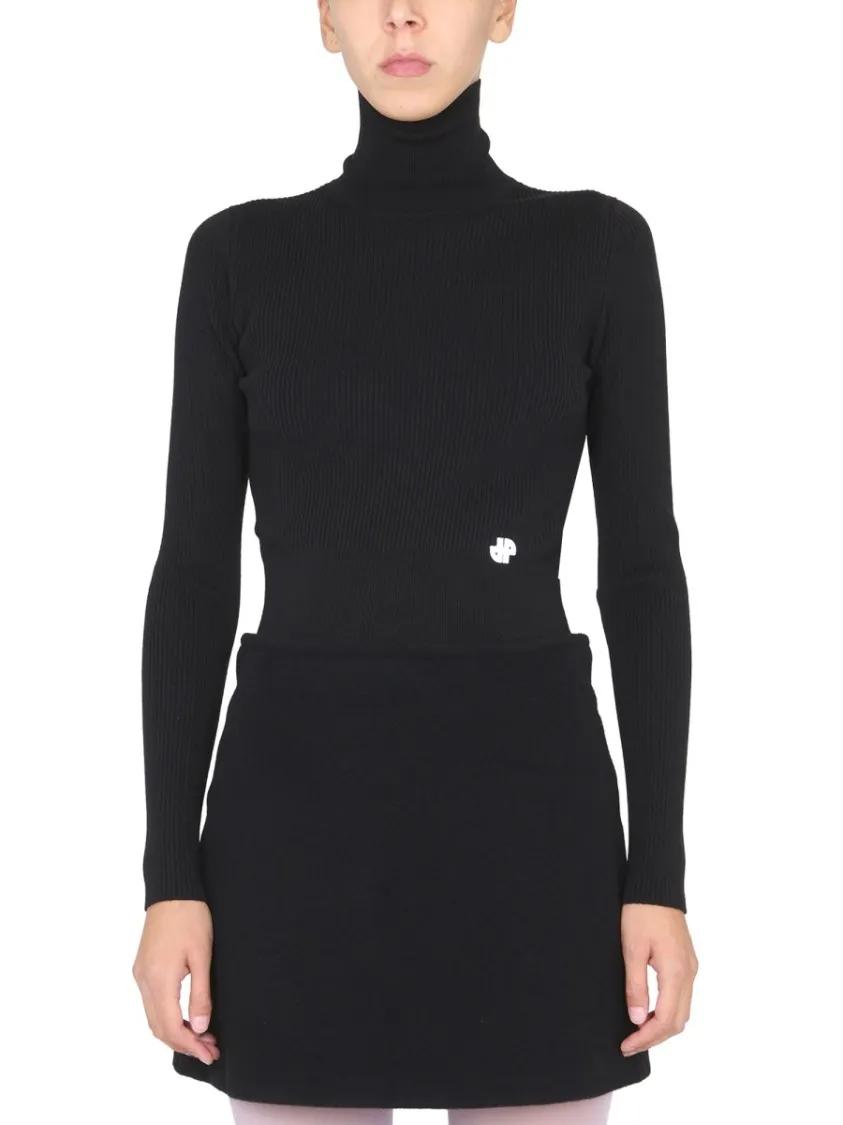 Thumbnail - Patou - Fitted Ribbed Turtleneck Shirt - Größe M - schwarz