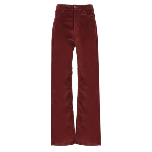 Uma Wang  Bordeaux Velvet Trousers Burgundy