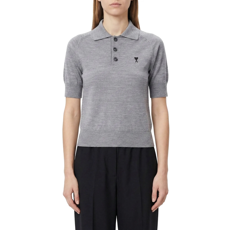 AMI Paris Poloshirt Poloshirt aus Merinowolle schwarz(Image 6)