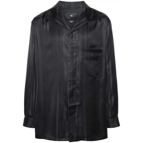 Y-3 Striped Satin-Finish Shirt Black 