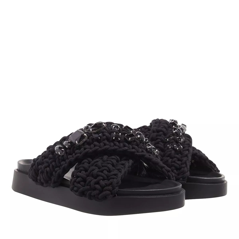 INUIKII Slides Woven Stones Black