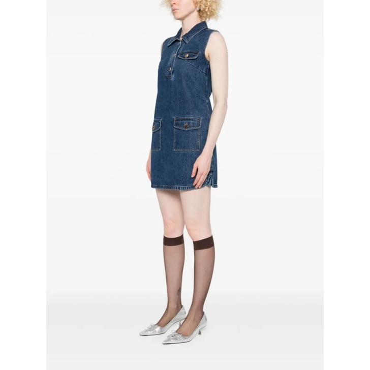 オールインワン・サロペット Self-Portrait Indigo Blue Sleeveless Mini Dress With Classic Self Portrait Indigo Blue Sleeveless Mini Dress With Classic