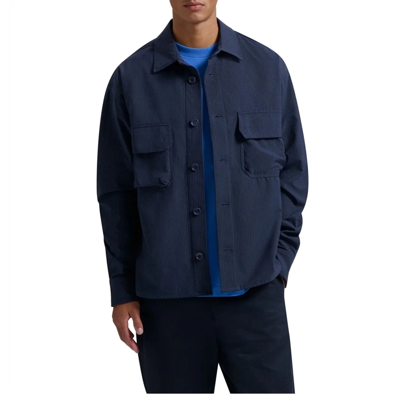 ØLÅF Weste olaf Bonded Pocket Overshirt Ls Overshirts Donkerb blau(Image 3)