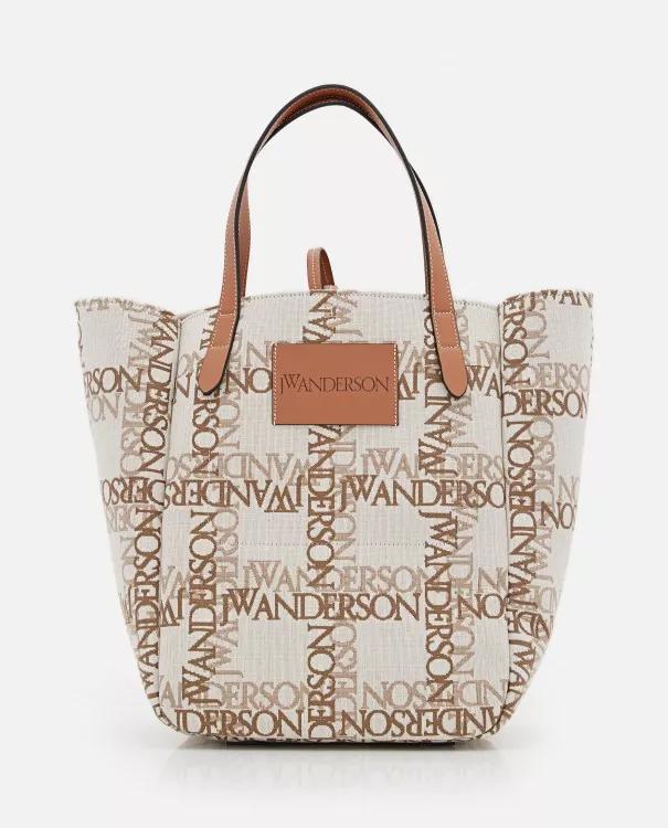 J.W.Anderson Double Logo Print Canvas Tote Bag Neutrals Tote