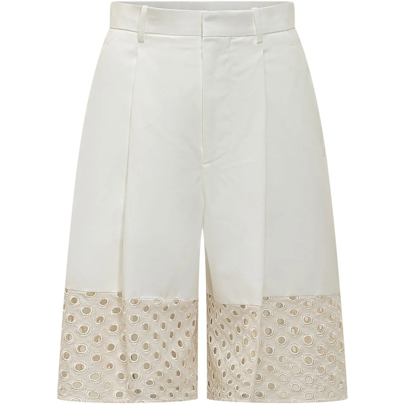 Marni Shorts Bermuda Sartoriali con Inserto in Pizzo Sangallo weiß