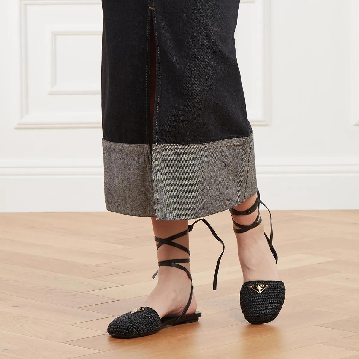 Prada Logo Plaque Tie Fastened Sandals Black Sandal