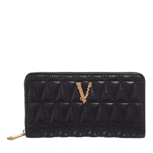 Versace Zip Around Wallet Logo Black Portafoglio con cerniera