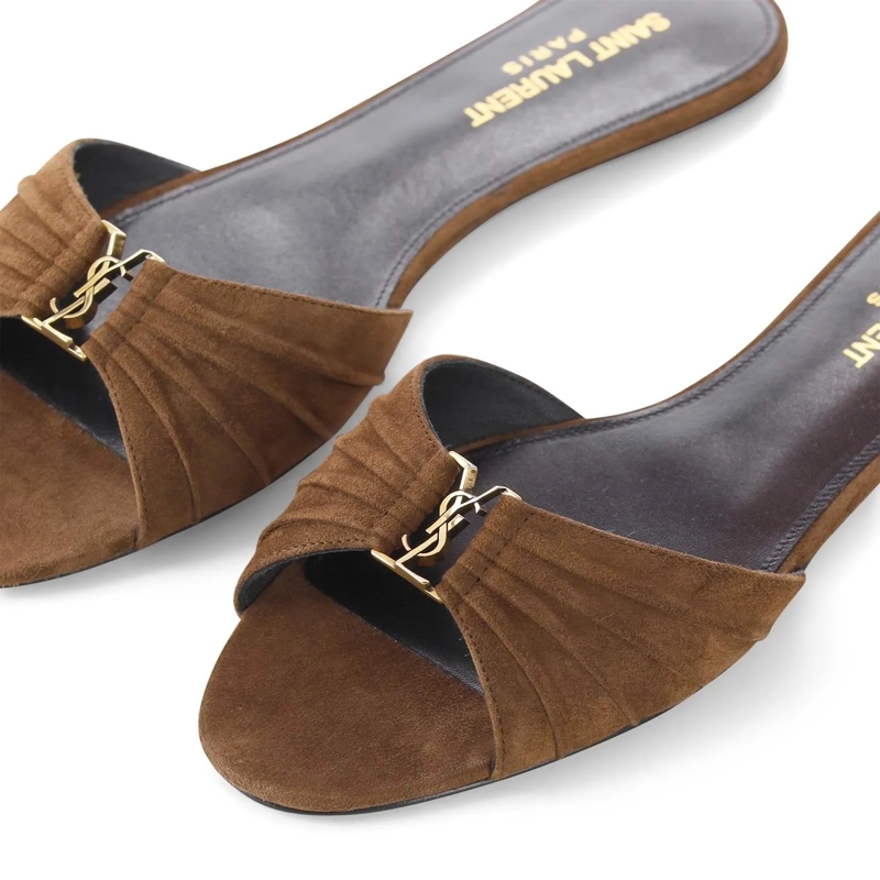 Saint Laurent Schnürschuhe Pantoletten aus Veloursleder braun(Image 4)