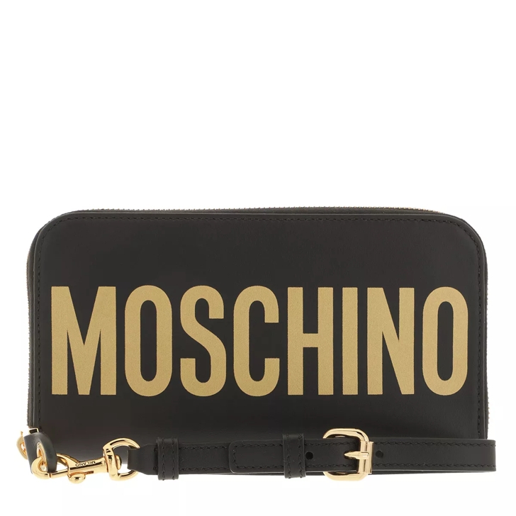 Moschino Wallet Nero Portemonnaie mit Zip Around ReiBverschluss