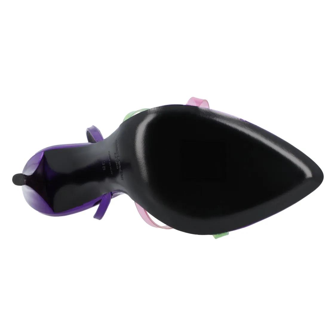 Thumbnail - Saint Laurent Sandalen - Gippy Patent Leather And Plexi Sandals Purple - Gr. 37 (EU) - in Lila - für Damen