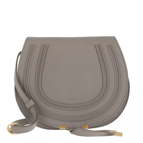 Chloé Marcie Medium Saddle Bag Grained Leather Cashmere Grey Crossbody Bag