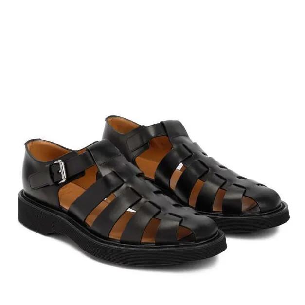 Church%27s Loafers & Ballerinas - Black Leather Hove Sandals - Gr. 9 - in Schwarz - für Damen