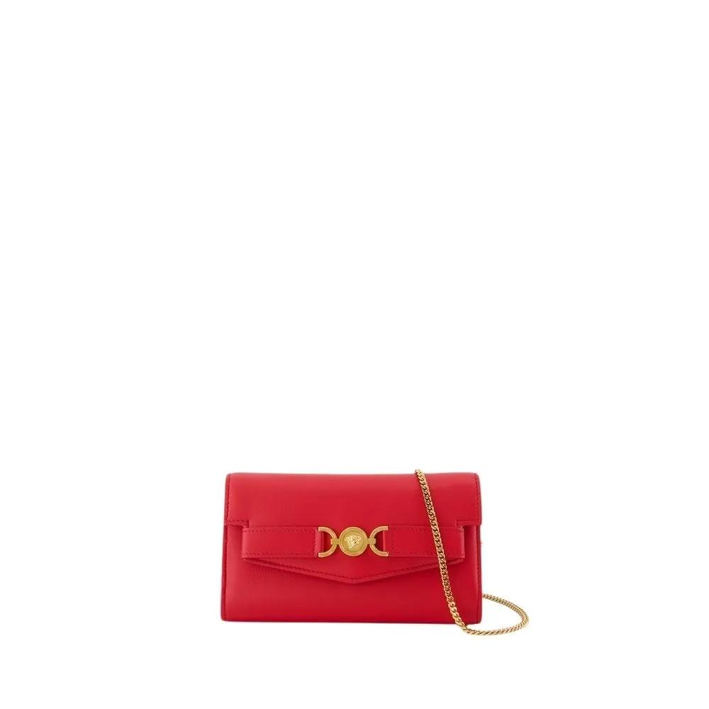 Versace Portemonnaie - Medusa 95 Wallet On Chain - Leather - Red - Gr. unisize - in Rot - für Damen