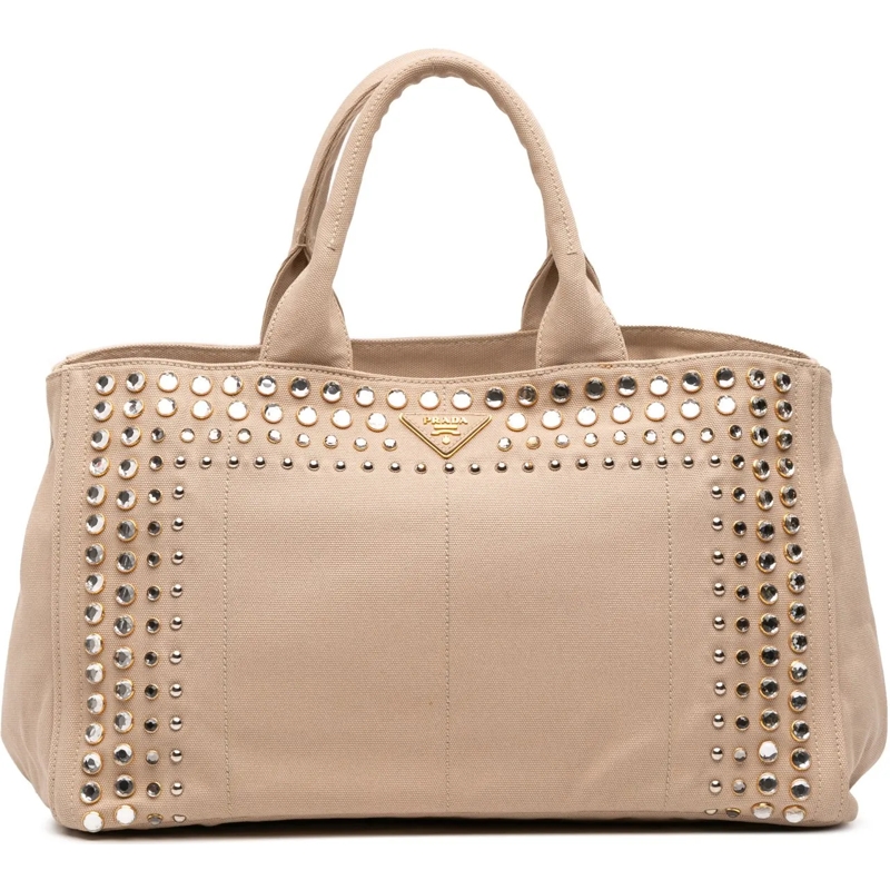 Prada Schultertasche Large Canvas Canapa Bijoux Satchel braun