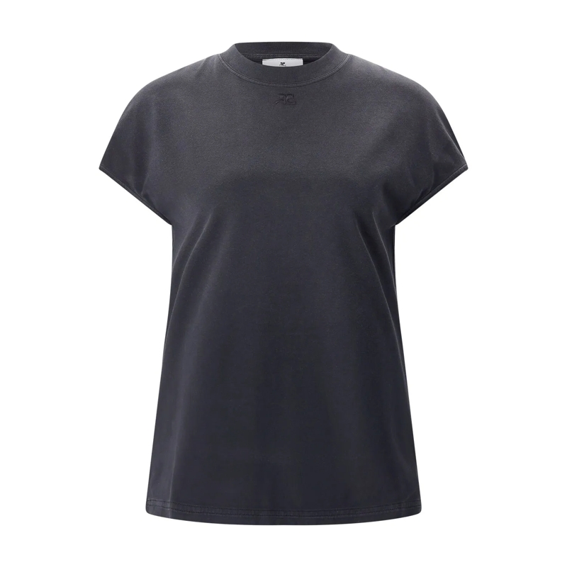 Courrèges Chemisier T-Shirt mit Logo grau