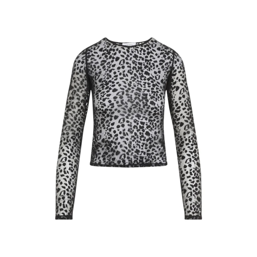 Alexander McQueen Leopard Devoré Top Black Top a maniche lunghe