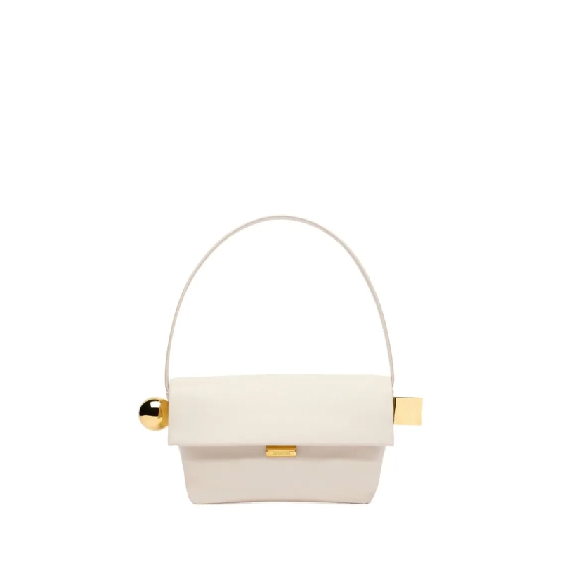 Jacquemus Schultertasche Le Rond Carre Leather Shoulder Bag White