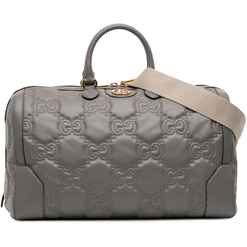 Gucci Weekender Medium GG Matelasse Leather Duffle Bag grau