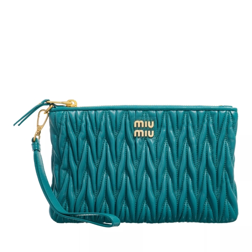Miu Miu Bag With Embossed Logo Blue Clutch
