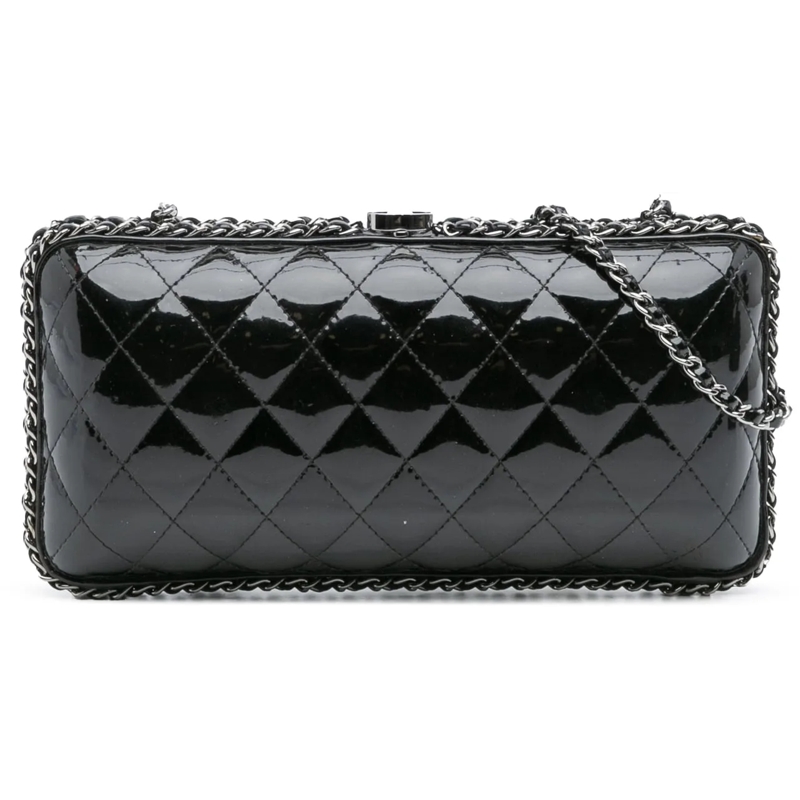 Chanel Sac à bandoulière Quilted Patent Chain Around Clutch schwarz