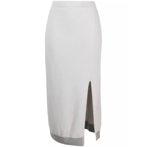 Lorena Antoniazzi Two-Tone Gray Midi Skirt White 