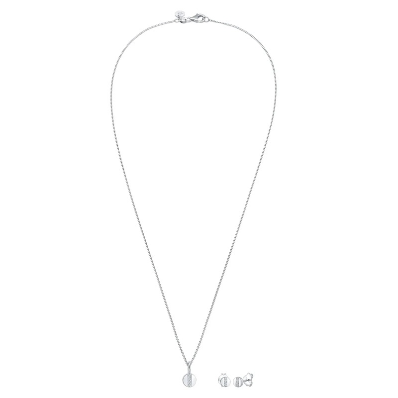 Elli Mittellange Halskette Schmuckset Kreis Geo Form Diamant (0.05 ct.) 925 S silber(Image 3)