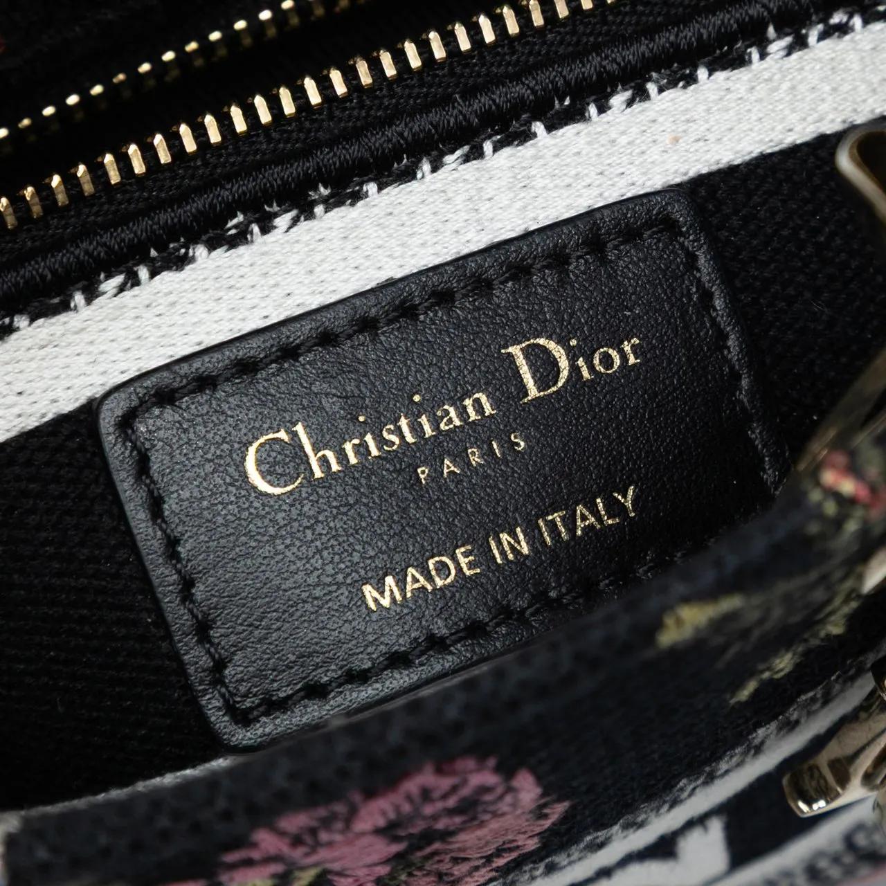Thumbnail - Christian Dior Hobo Bags - Mini Embroidered Canvas Mille Fleurs Lady D Lite - Gr. unisize - in Schwarz - für Damen