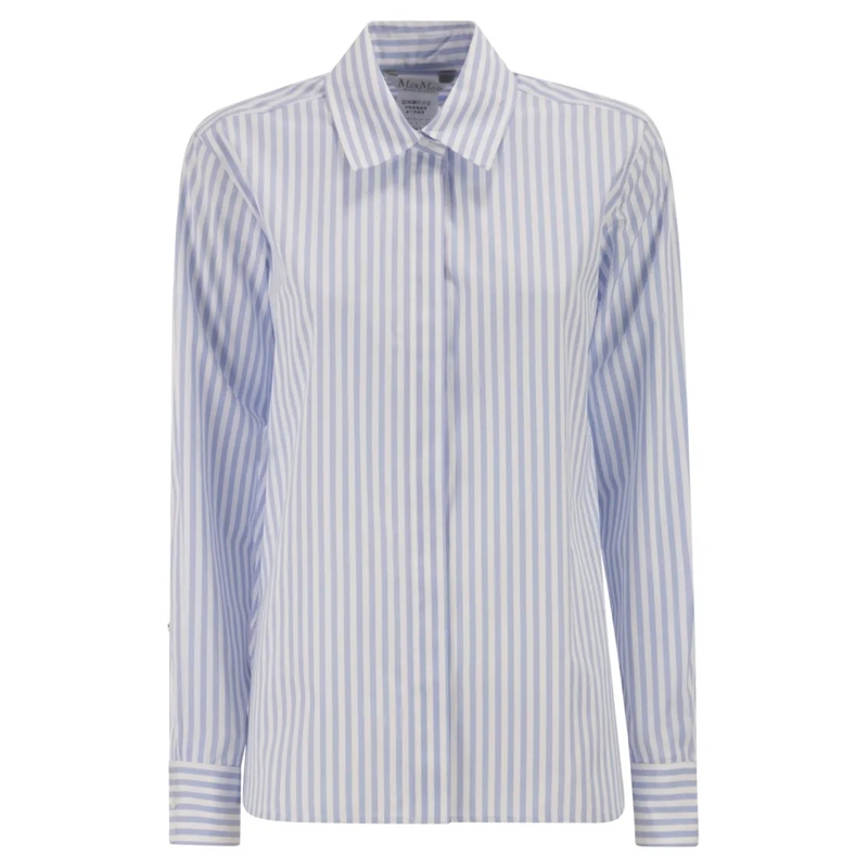 Max Mara Overhemd Mxmaccenni - Striped Poplin Shirt Blue