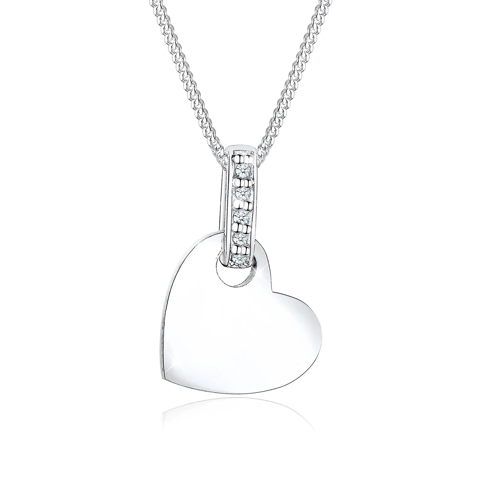 Elli Halsketten - Halskette Herz Liebe Diamant (0.025 ct.) 925 Silbe - Gr. unisize - in Silber - für Damen