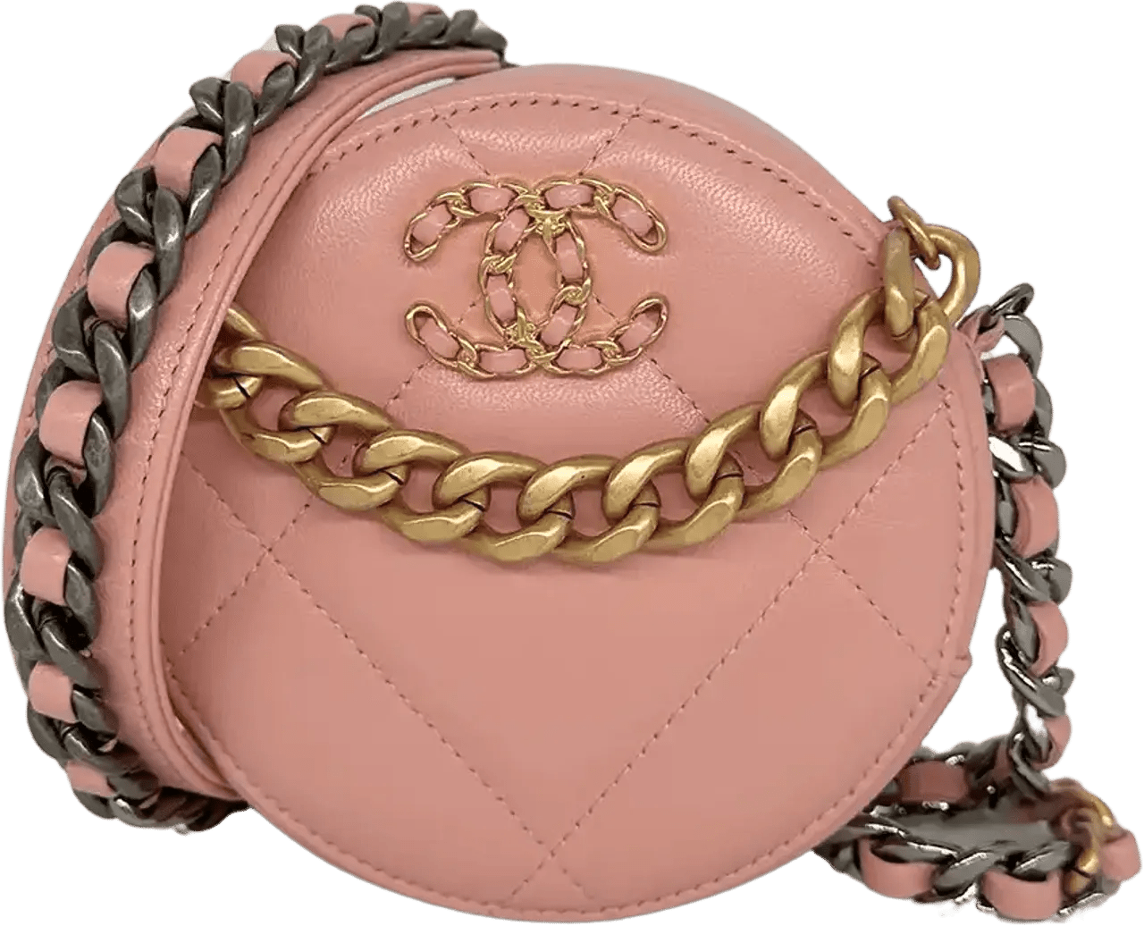 Chanel Hobo Bags - Chanel 19 Round Clutch Chain Shoulder Bag light Pi - Gr. unisize - in Gold - für Damen