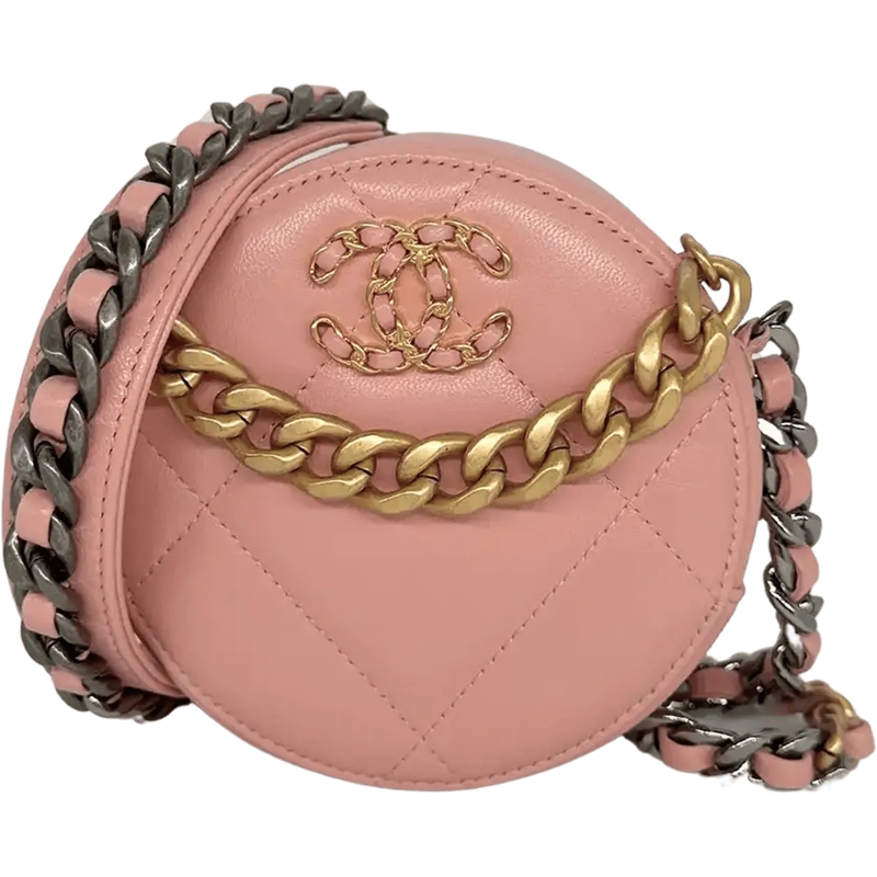Chanel Sac à bandoulière Chanel 19 Round Clutch Chain Shoulder Bag light Pi rose