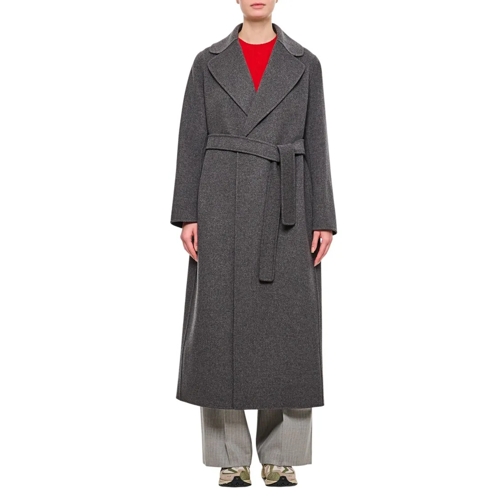 Max Mara Übergangsmäntel Poldo Wool Belted Coat Grey