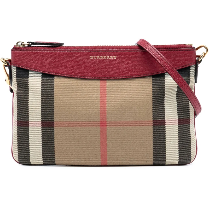 Burberry Schultertasche Mega Check Canvas Derby Peyton Crossbody braun