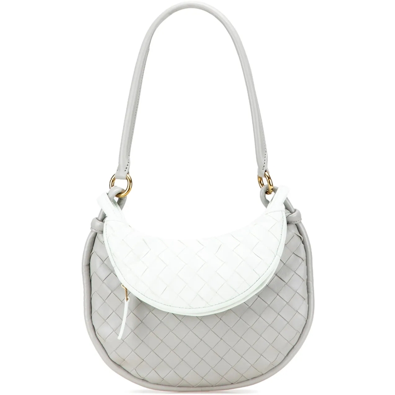 Bottega Veneta Schultertasche Small Bicolor Lambskin Intrecciato Gemelli Bag grau