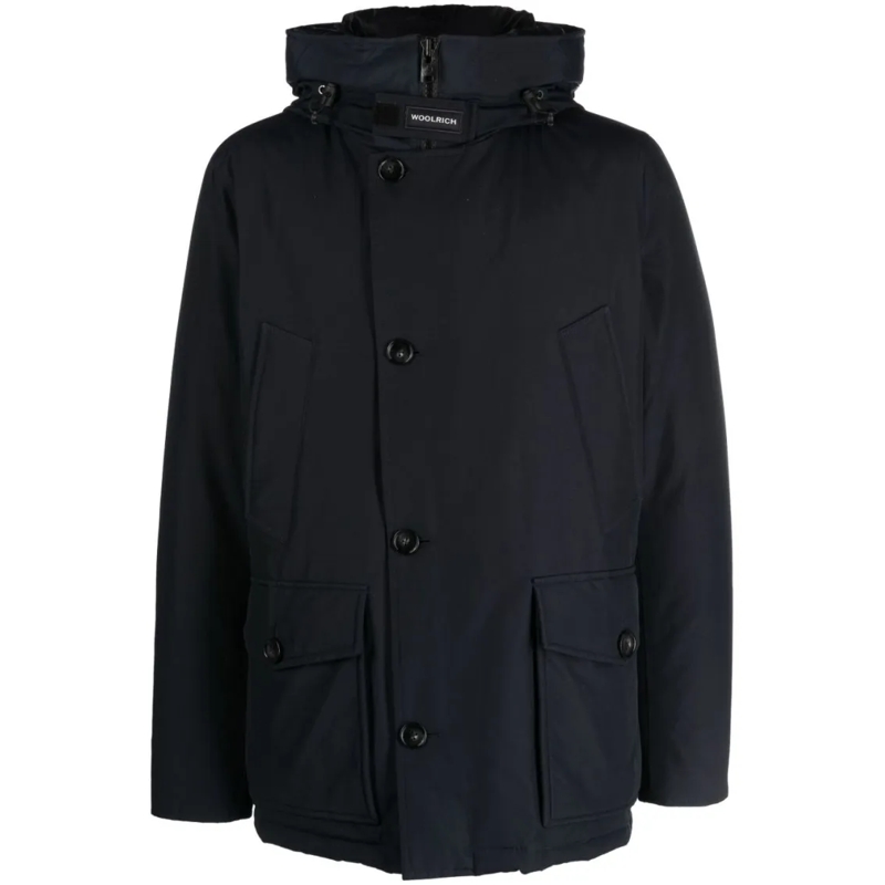 Woolrich Parka Navy Blue Cotton Blend Parka Black