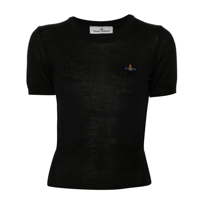 Vivienne Westwood T-Shirt Merino Wool-Silk Blend Knit Top Black